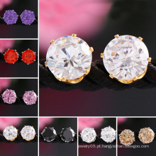 Earings para Mulher 18k Gold Gemstone Crystal Jóias CZ Stud Earrings